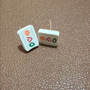 White Sushi Stud Earrings. Tiny. Polymer clay. Plastic posts. NWOT.